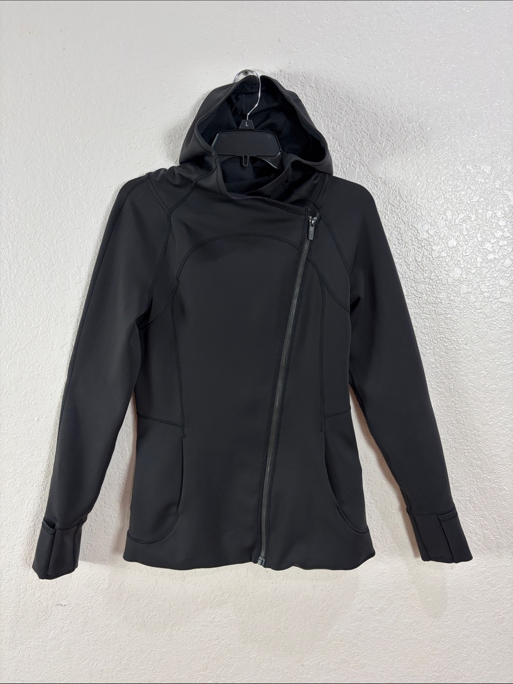 Lululemon,Size 8,Black Hooded Asymmetrical Zip Women's Jacket